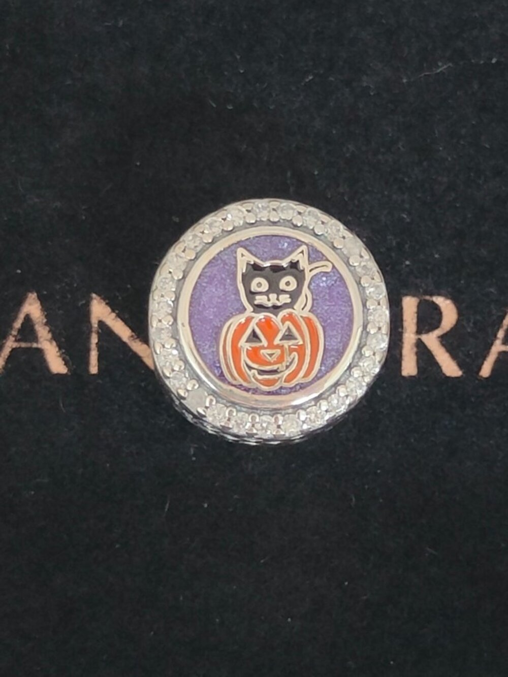 Pandora Halloween Black Cat and Pumpkin Bead GREAT SMOKY MTNS Bead with box